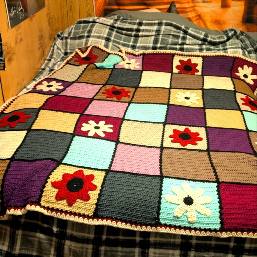 Colorful Patchwork Crochet Blanket